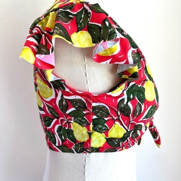 Beach Betty by Miracle Brands Slimming Tie Front Bikini Top Fruit Print Coral Ye - Picture 5 of 10